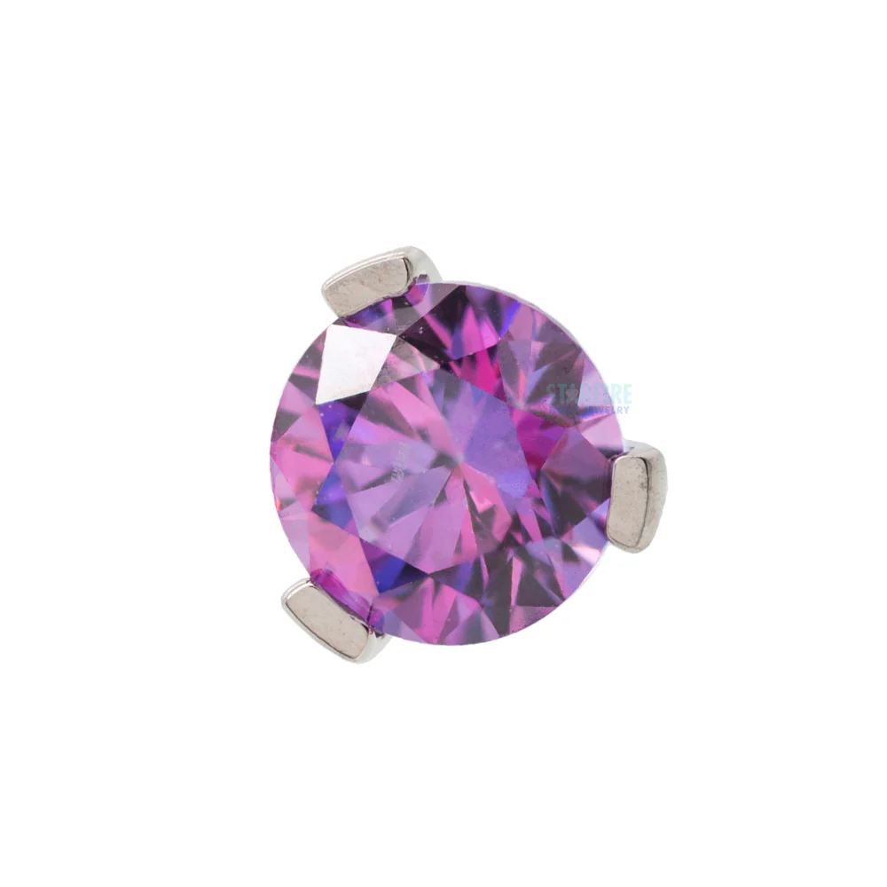 threadless: 4mm 3 Prong-Set Round Faceted Gem End - Image 4