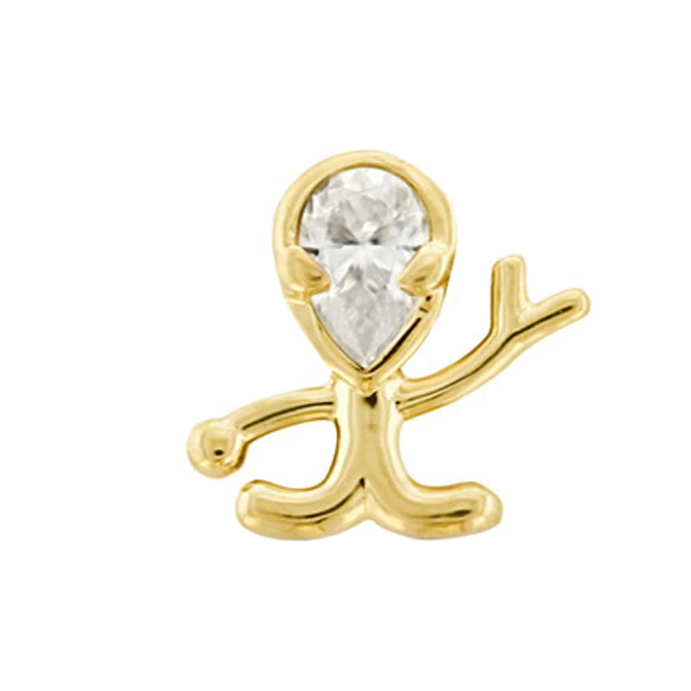threadless: "Alien" with Faceted Gem End in Gold