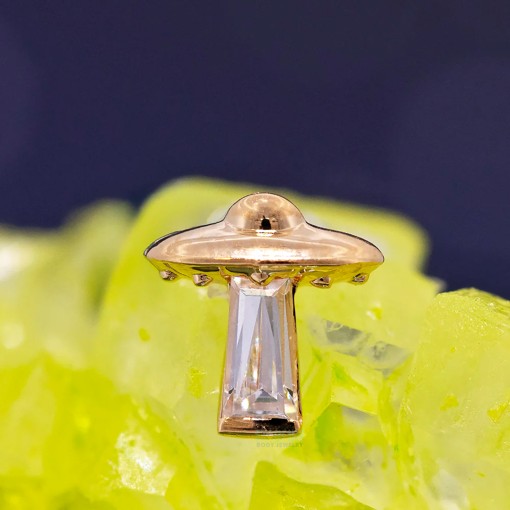 threadless: "Beam Me Up" with Faceted Gem End in Gold - Image 2