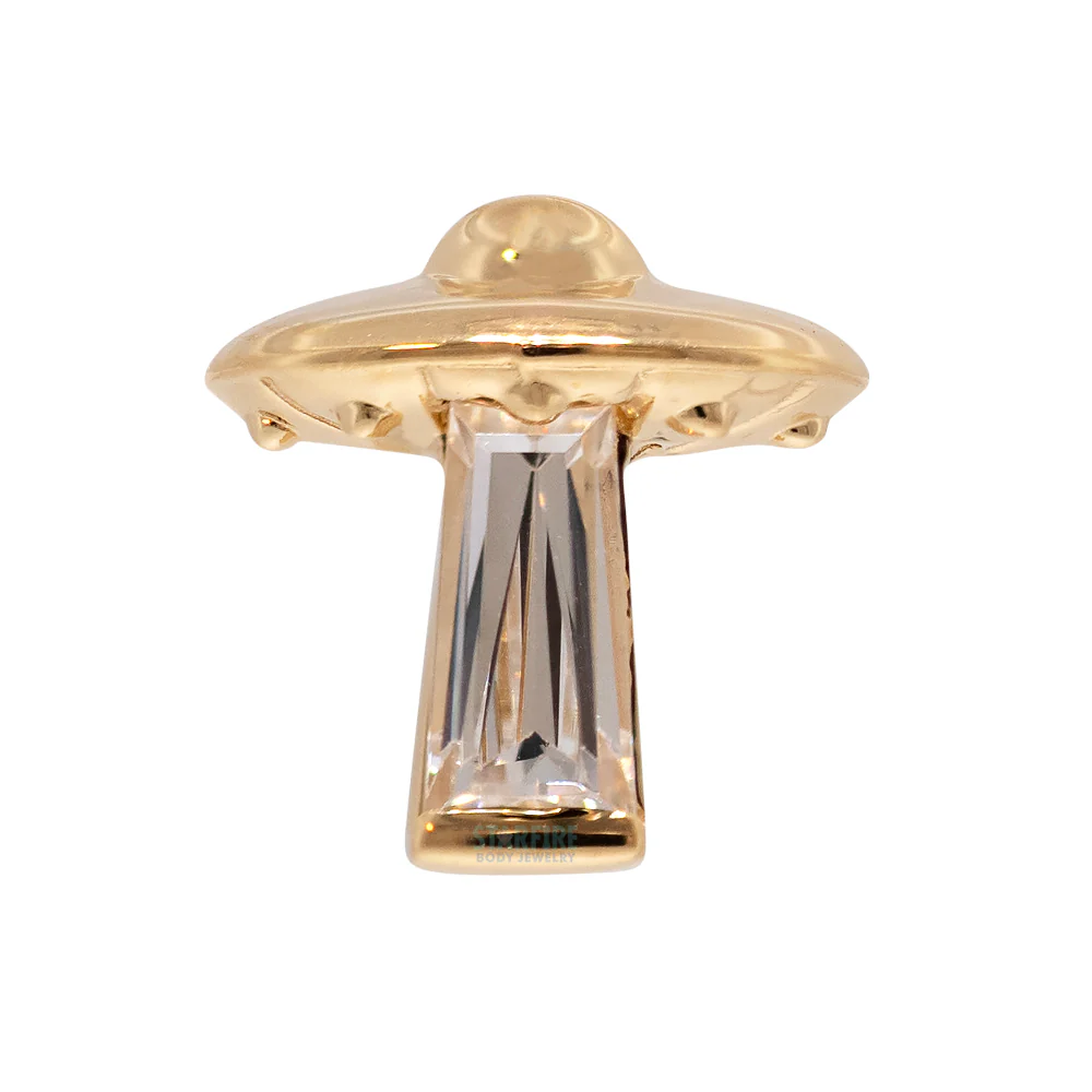 threadless: "Beam Me Up" with Faceted Gem End in Gold - Image 3