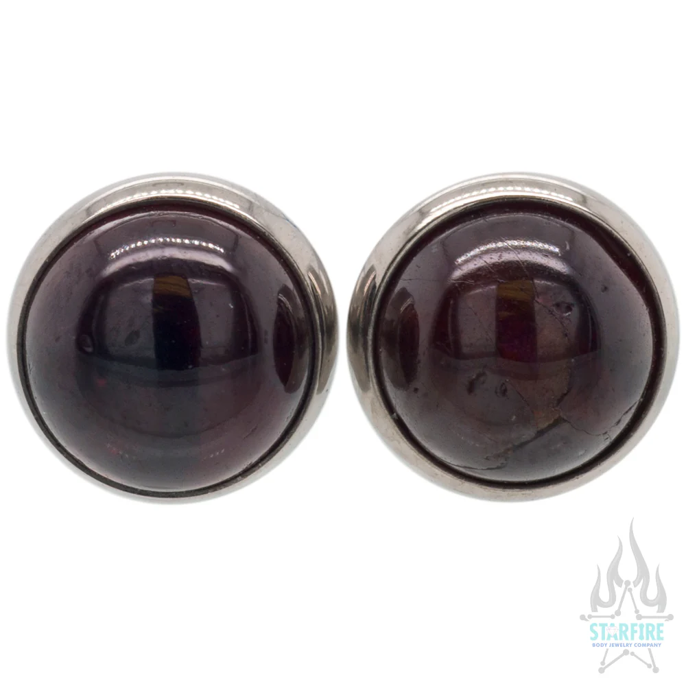 Titanium Natural Stone Cabochon Gem Plugs - Almandine Garnet - Image 4