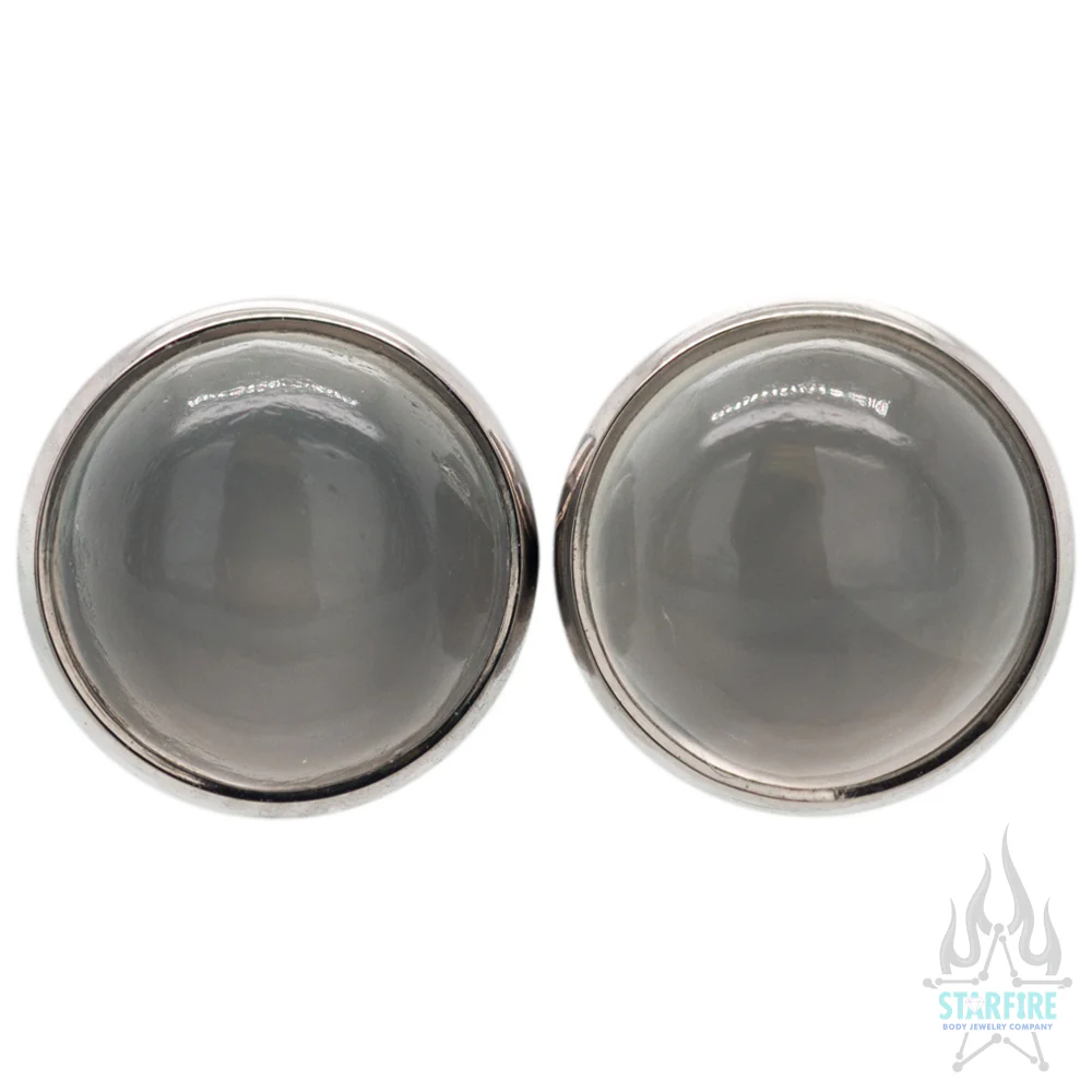Titanium Natural Stone Cabochon Gem Plugs - Moonstone - Image 3