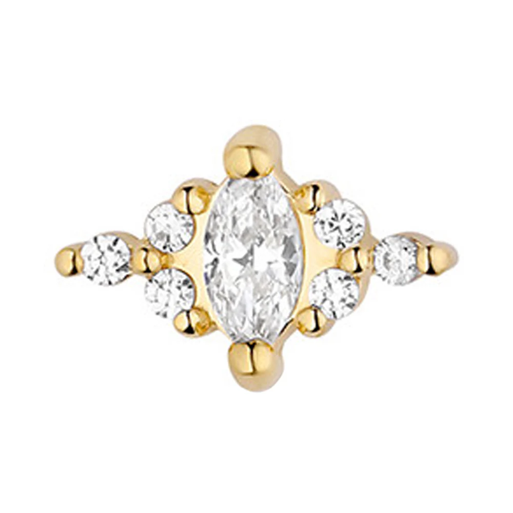 "Venus" with Faceted Gems Threaded End in Yellow Gold - Image 3