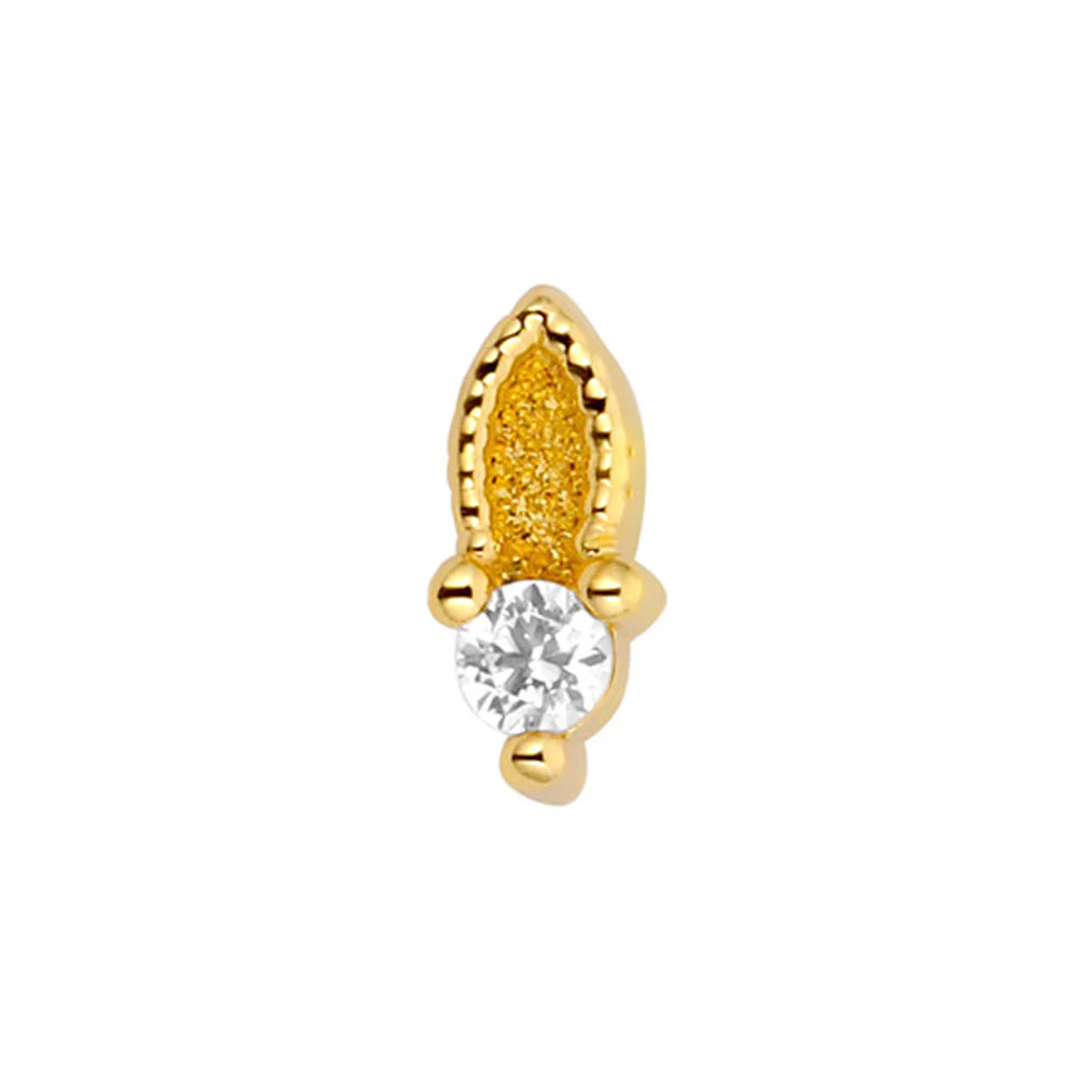 "Xiphos" with Faceted Gems Threaded End in Yellow Gold - Image 3