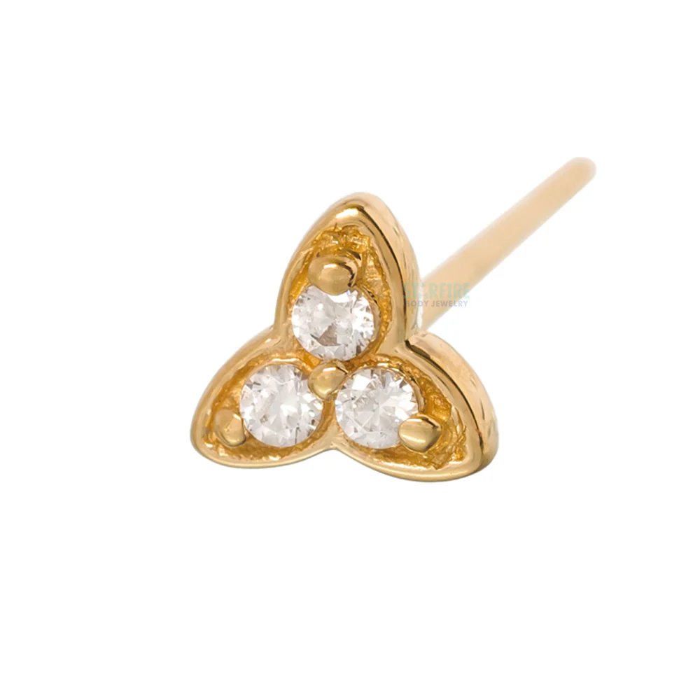 "Integrity" Nostril Screw in Gold with White CZ's - Image 3