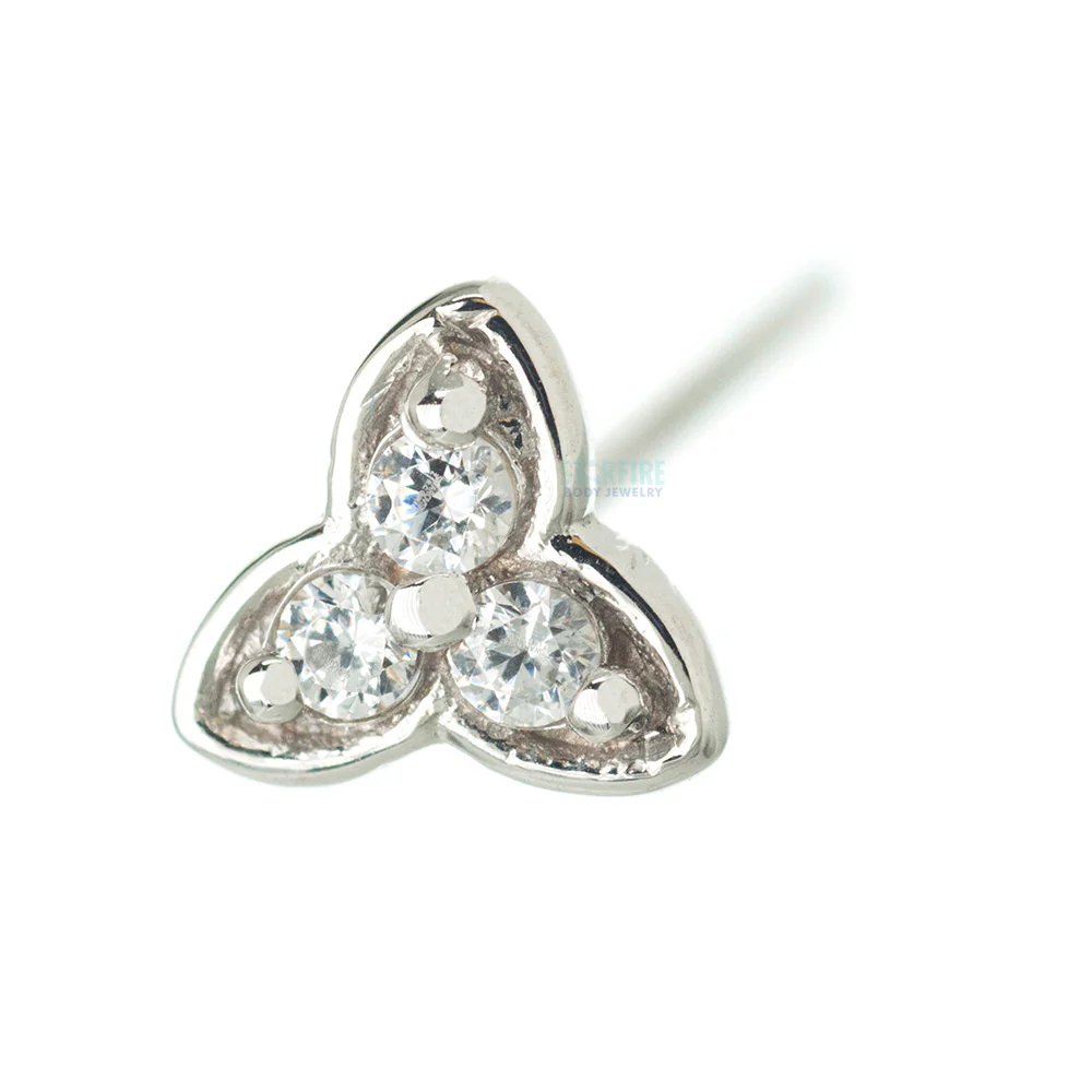 "Integrity" Nostril Screw in Gold with White CZ's - Image 4