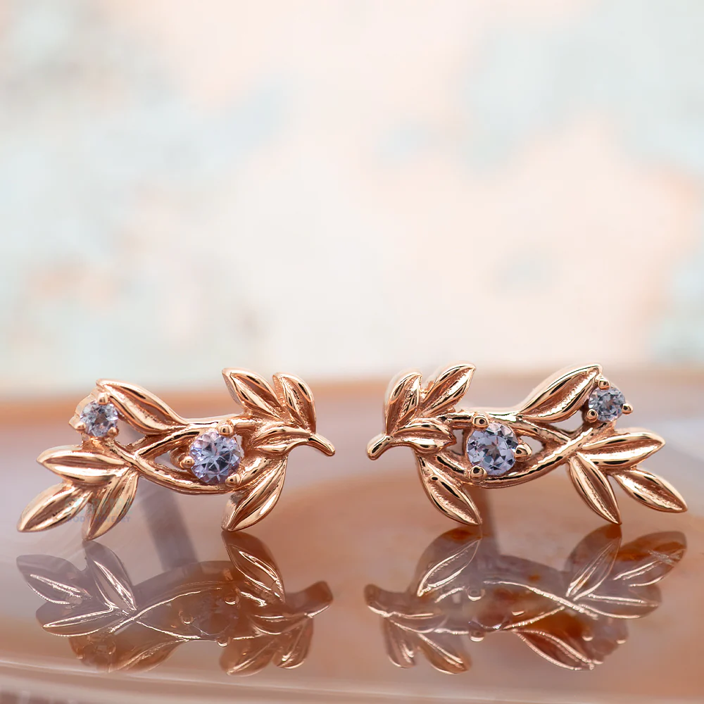 "Jessamine" Threaded End in Gold with Tanzanite - Image 2