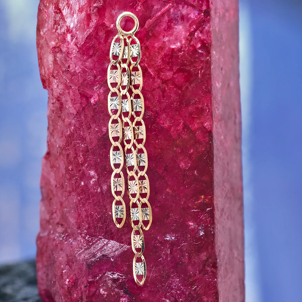 "Lost Boys" Valentino Star Cut Tri-Color Chain Charm in Gold - Image 2