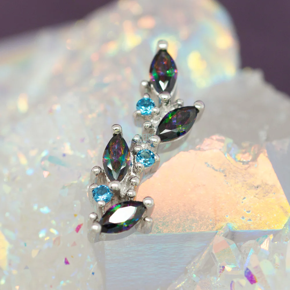 "Andreia" Threaded End in Gold with Mystic Topaz & Alexandrite CZ's - Image 2