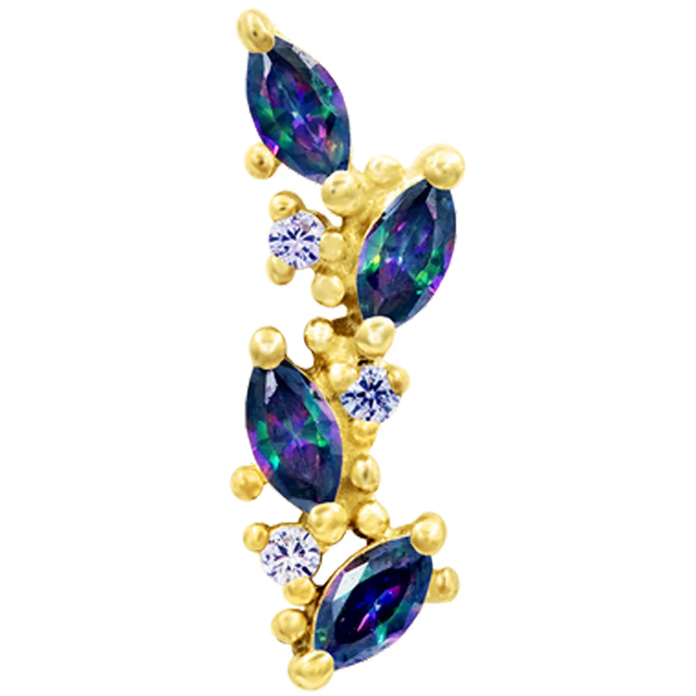 "Andreia" Threaded End in Gold with Mystic Topaz & Alexandrite CZ's - Image 3