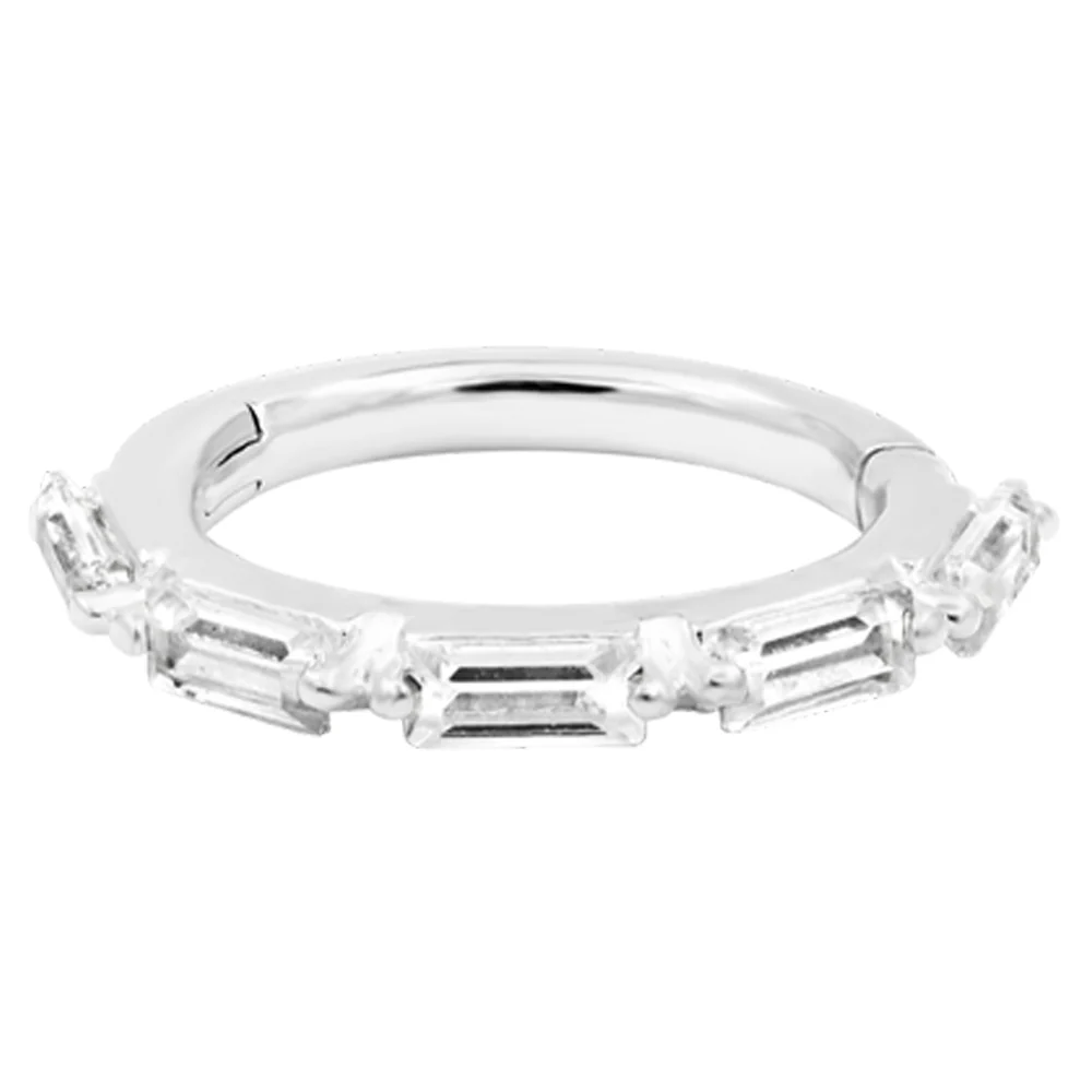 "Annie" Hinge Ring / Clicker in Gold with White CZ's - Image 3
