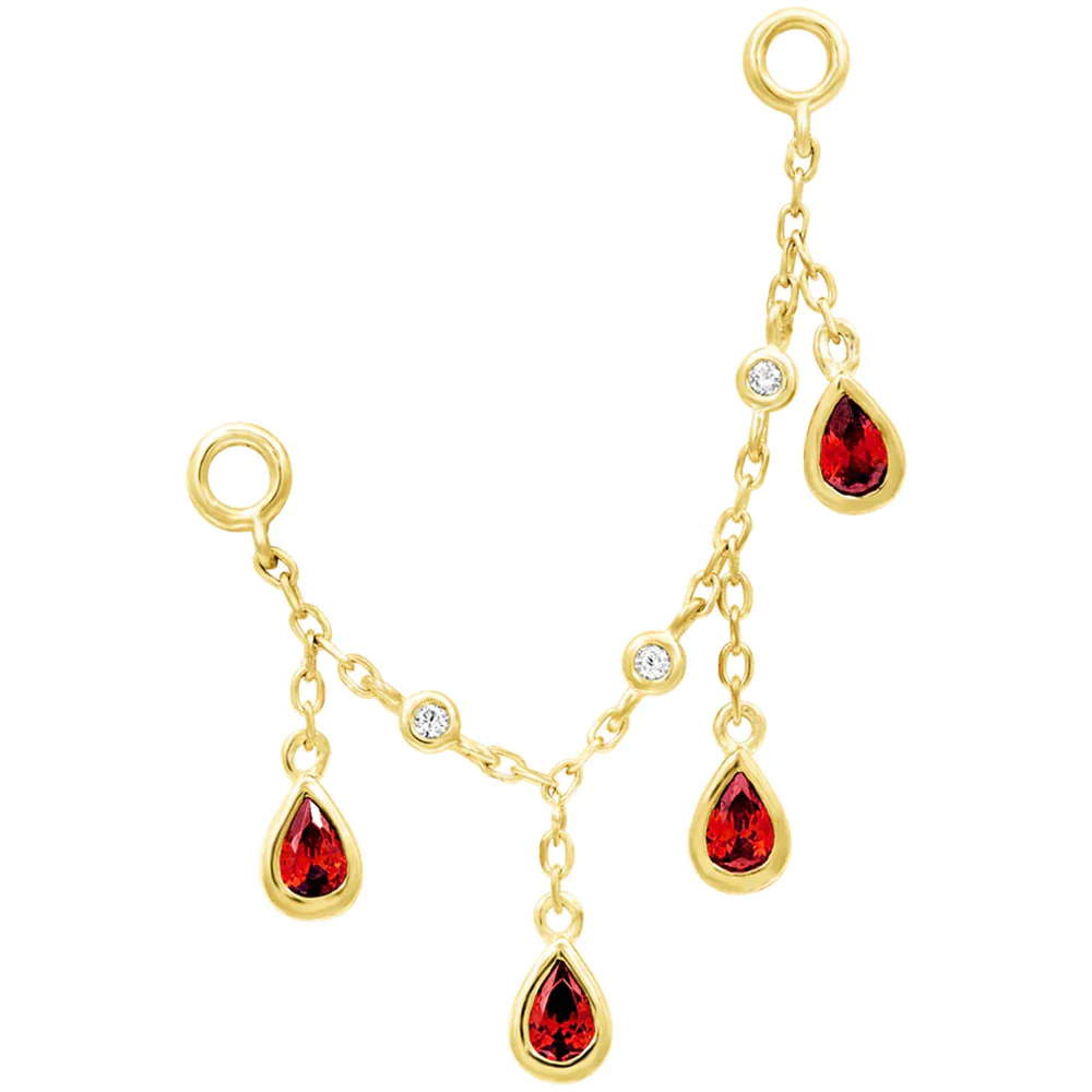 "Karro" Chain Attachment in Gold with Garnet & CZ's - Image 2