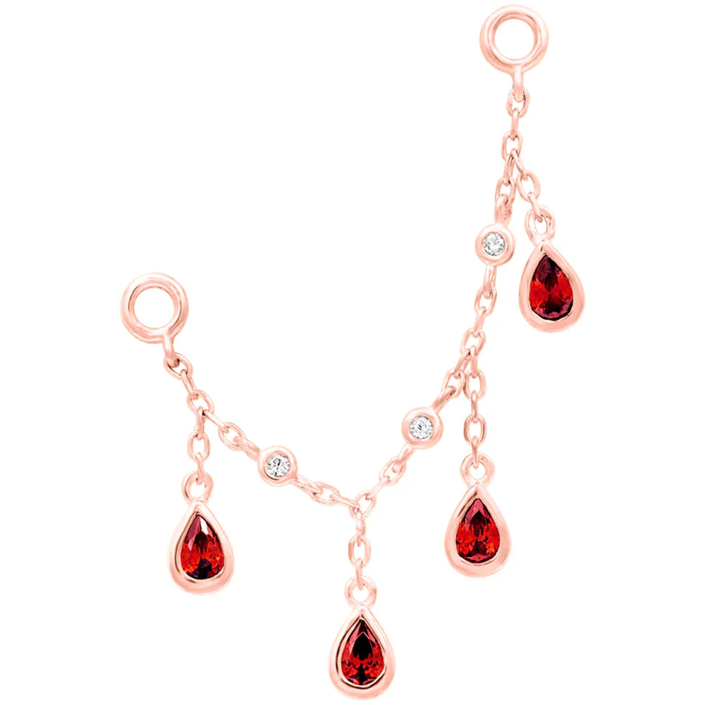 "Karro" Chain Attachment in Gold with Garnet & CZ's - Image 4