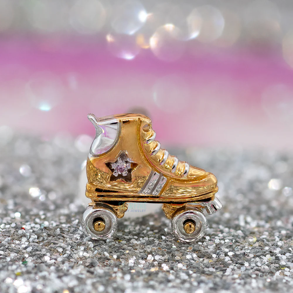 "Meanie" Threaded End in Gold with White CZ - Image 2