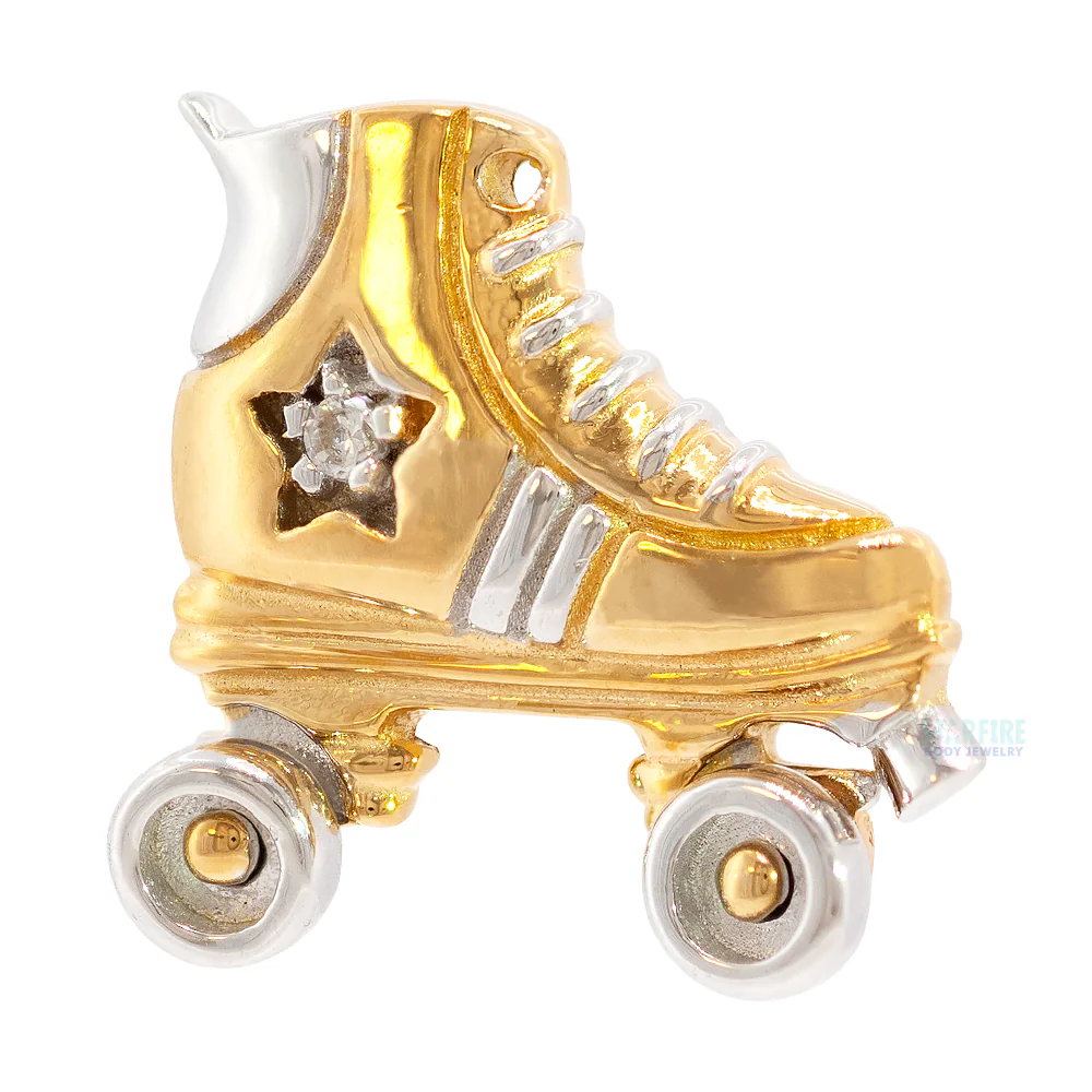 "Meanie" Threaded End in Gold with White CZ - Image 3