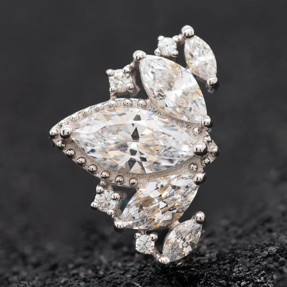 "Queen Naveen" Threaded End in Gold with CZ's - Image 2