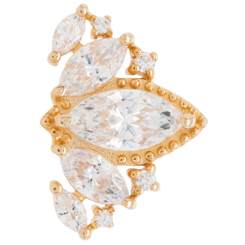 "Queen Naveen" Threaded End in Gold with CZ's - Image 3