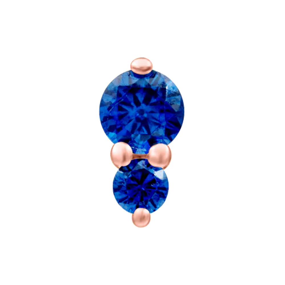 threadless: "Aman" End in Gold with Sapphire Blue CZ's - Image 3