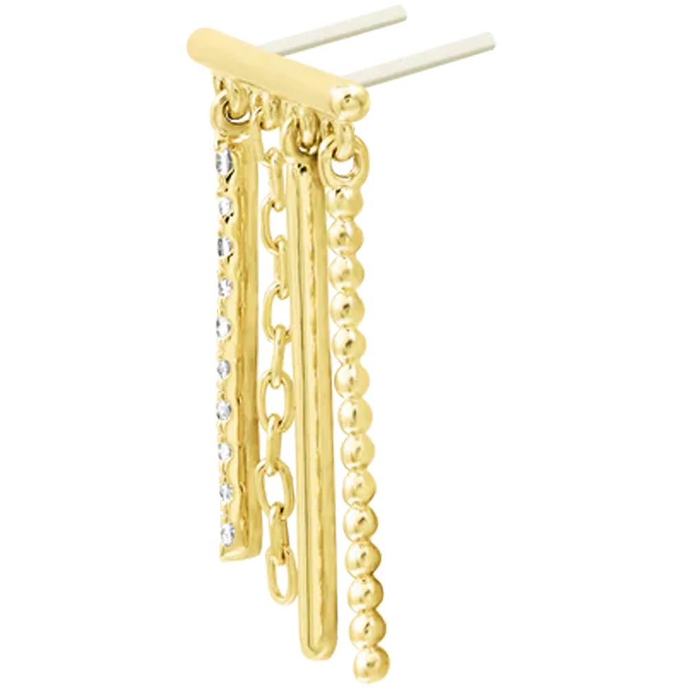 threadless: "Chime" Chain Dual Pin End in Gold with CZ's - Image 2