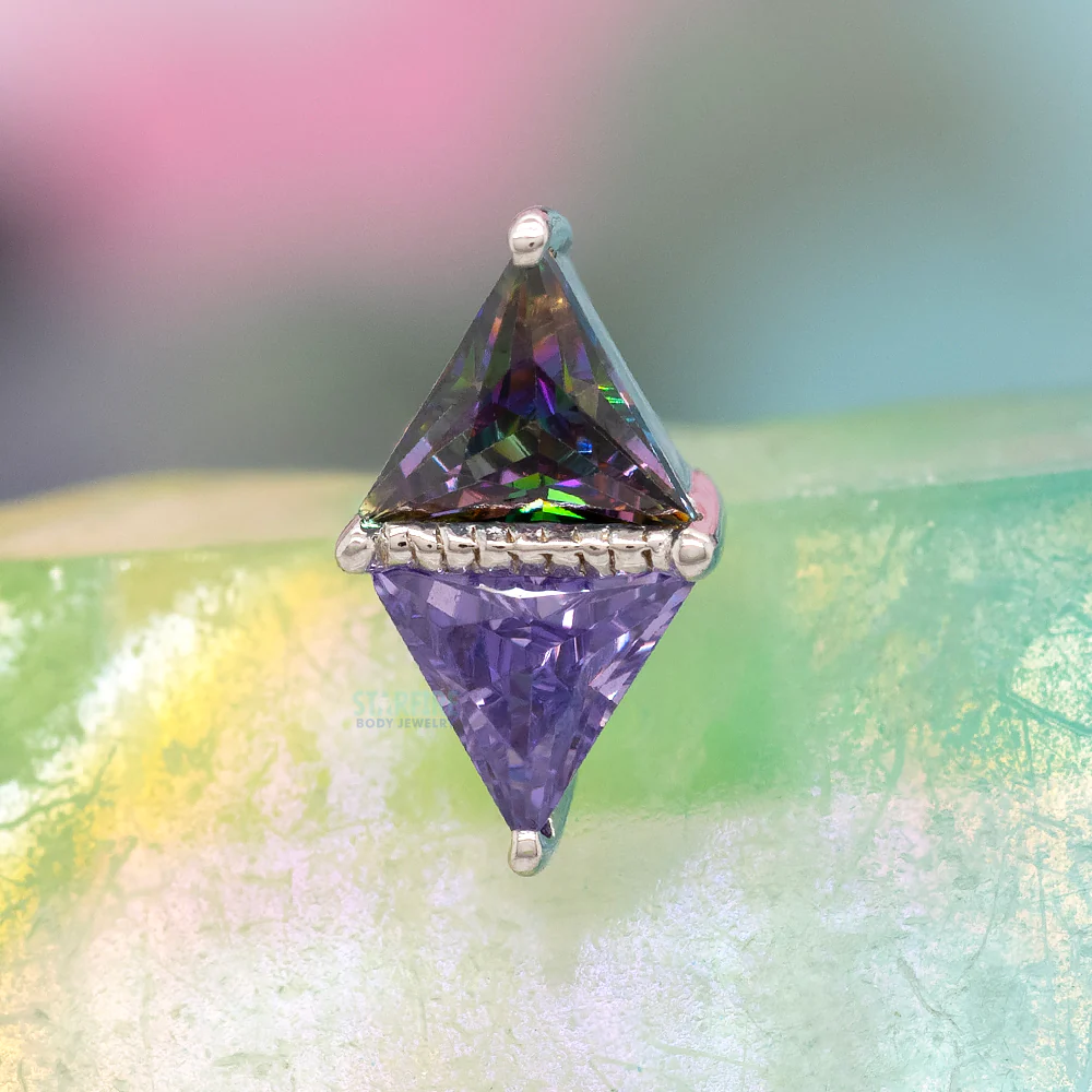 threadless: "Emperor Mystic" End in Gold with Mystic Topaz and Light Purple CZ - Image 2