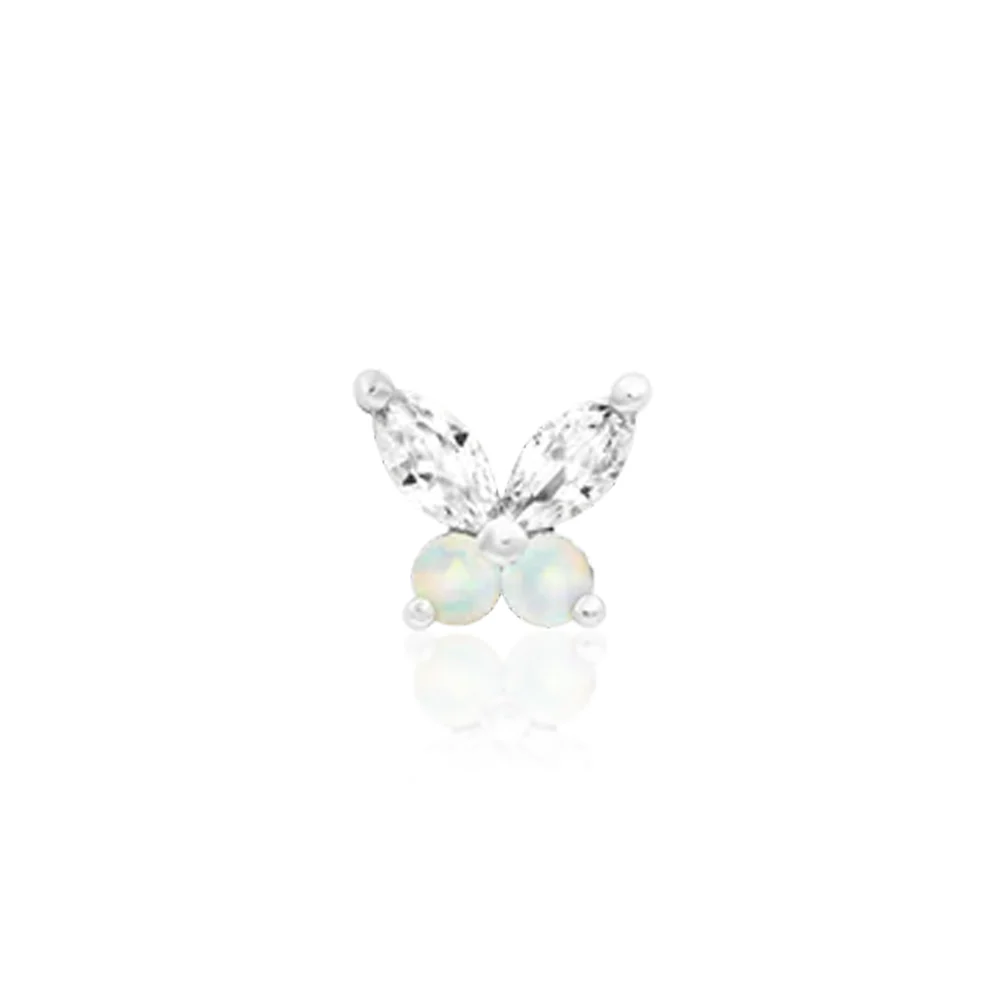 threadless: "Fluttershy" End in Gold with CZ's & White Opals - Image 4