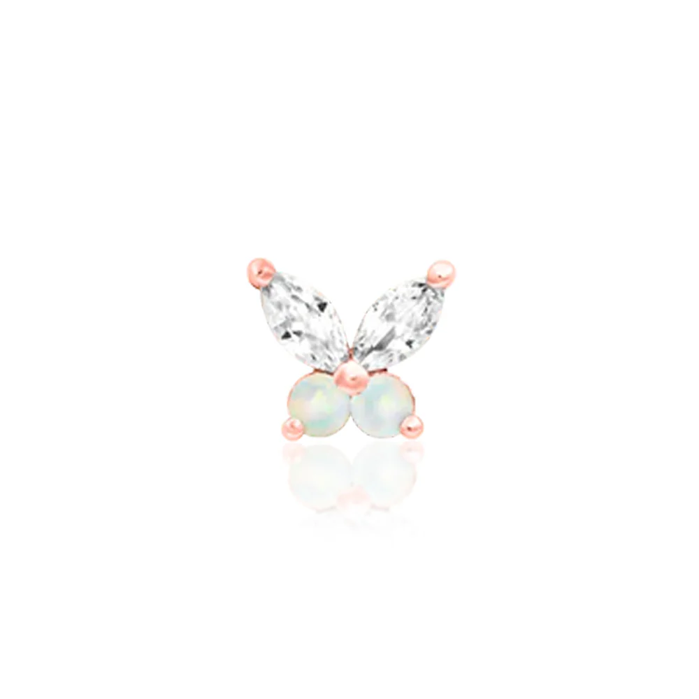 threadless: "Fluttershy" End in Gold with CZ's & White Opals - Image 5