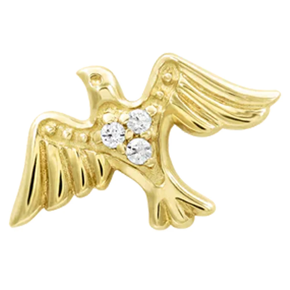 threadless: "Love-y (Dove-y)" End in Gold with CZ's - Image 2