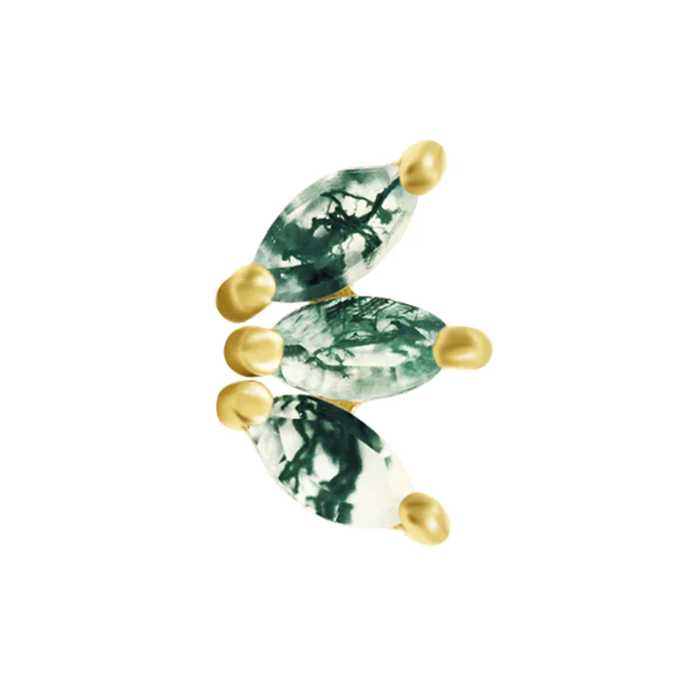 threadless: Marquise Fan End in Gold with Moss Agate