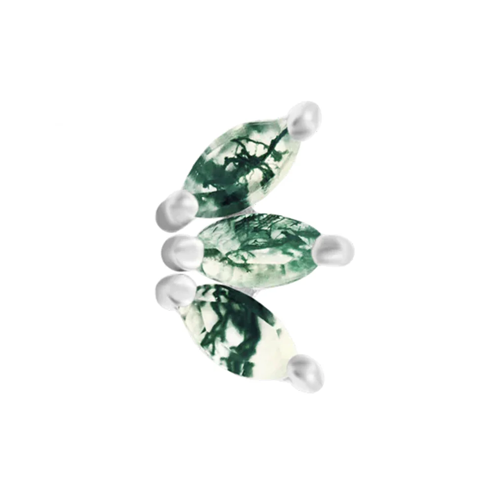threadless: Marquise Fan End in Gold with Moss Agate - Image 2