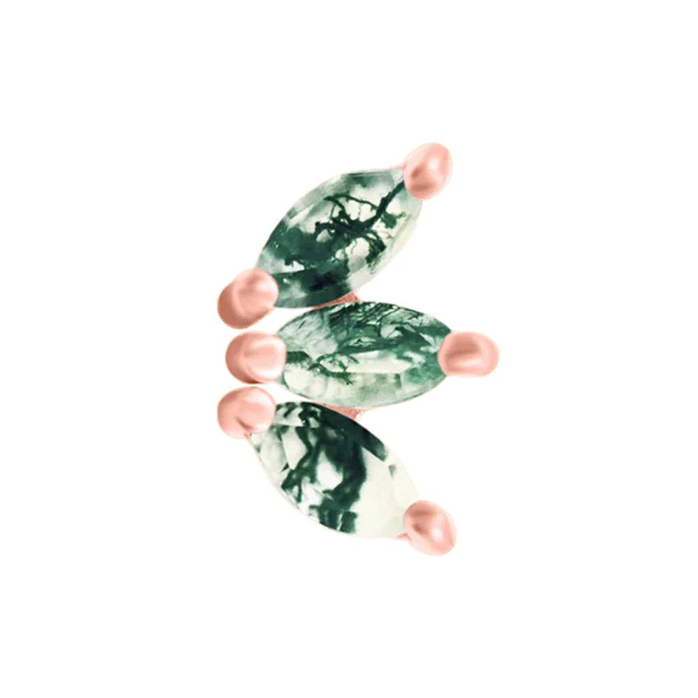 threadless: Marquise Fan End in Gold with Moss Agate - Image 3
