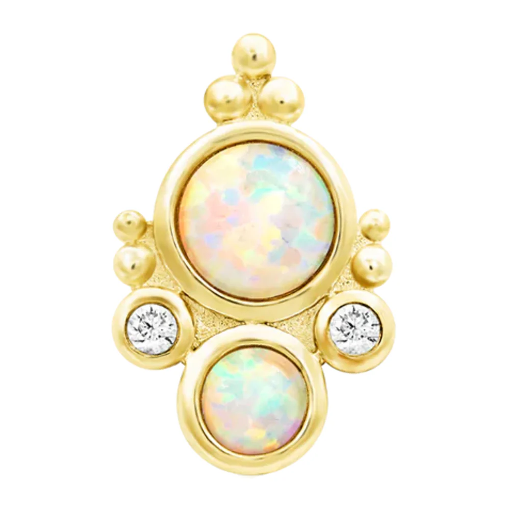 threadless: "Nevada" End in Gold with White Opals & CZ's - Image 3