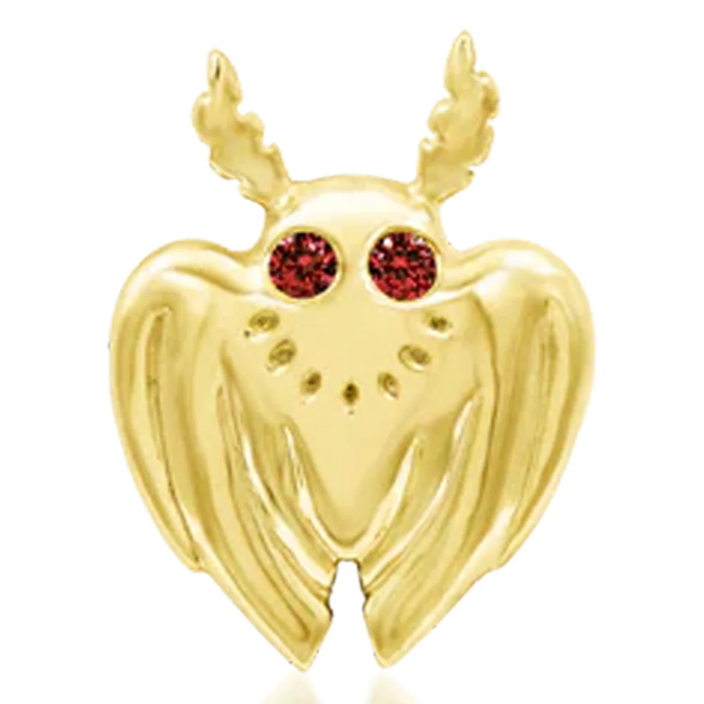 threadless: "Mothman" End in Gold with Dark Garnet CZ's - Image 4