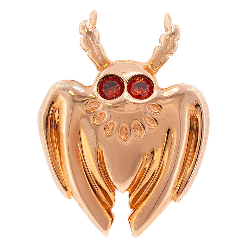 threadless: "Mothman" End in Gold with Dark Garnet CZ's - Image 6