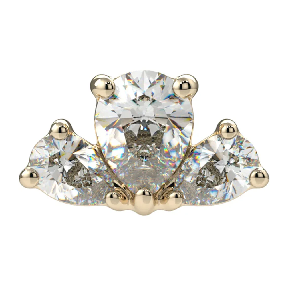 "Amelia" Threaded End in Gold & Platinum with CZ's - Image 2