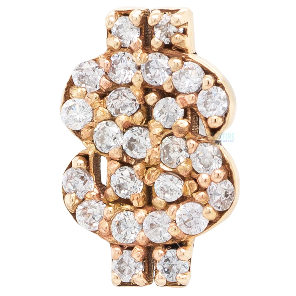 "Cash Money" Threaded End in Gold & Platinum with CZ's - Image 2