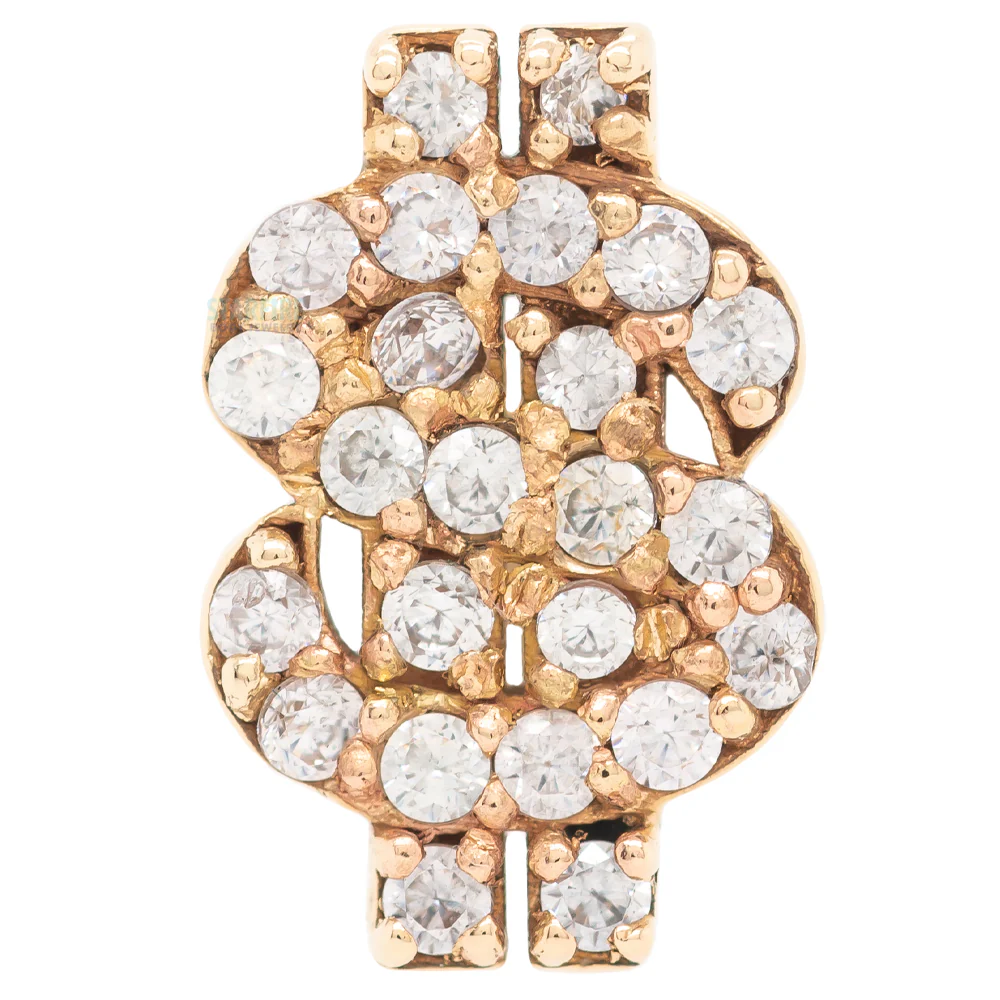 "Cash Money" Threaded End in Gold & Platinum with CZ's - Image 3
