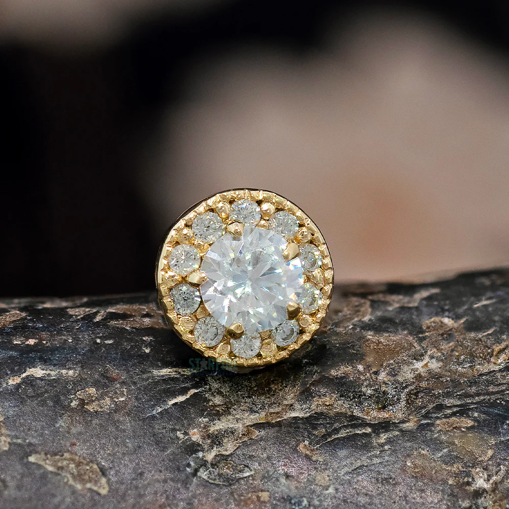 "Catherine" Threaded End in Gold & Platinum with CZ's - Image 2