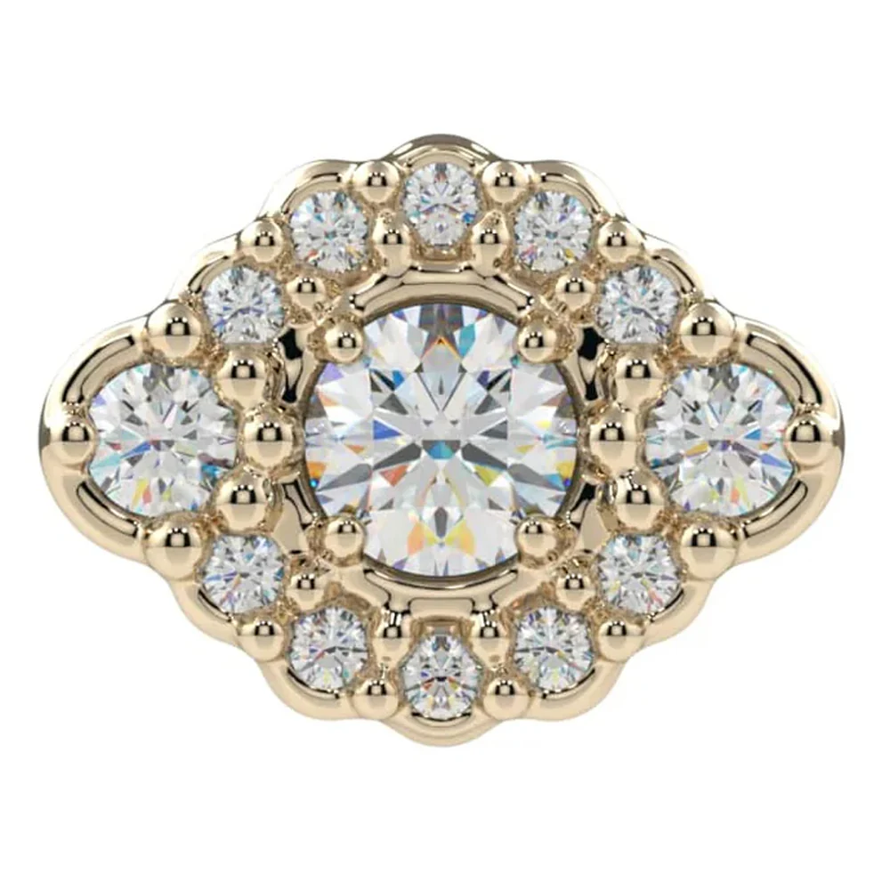 "Charlotte" Threaded End in Gold & Platinum with CZ's - Image 2