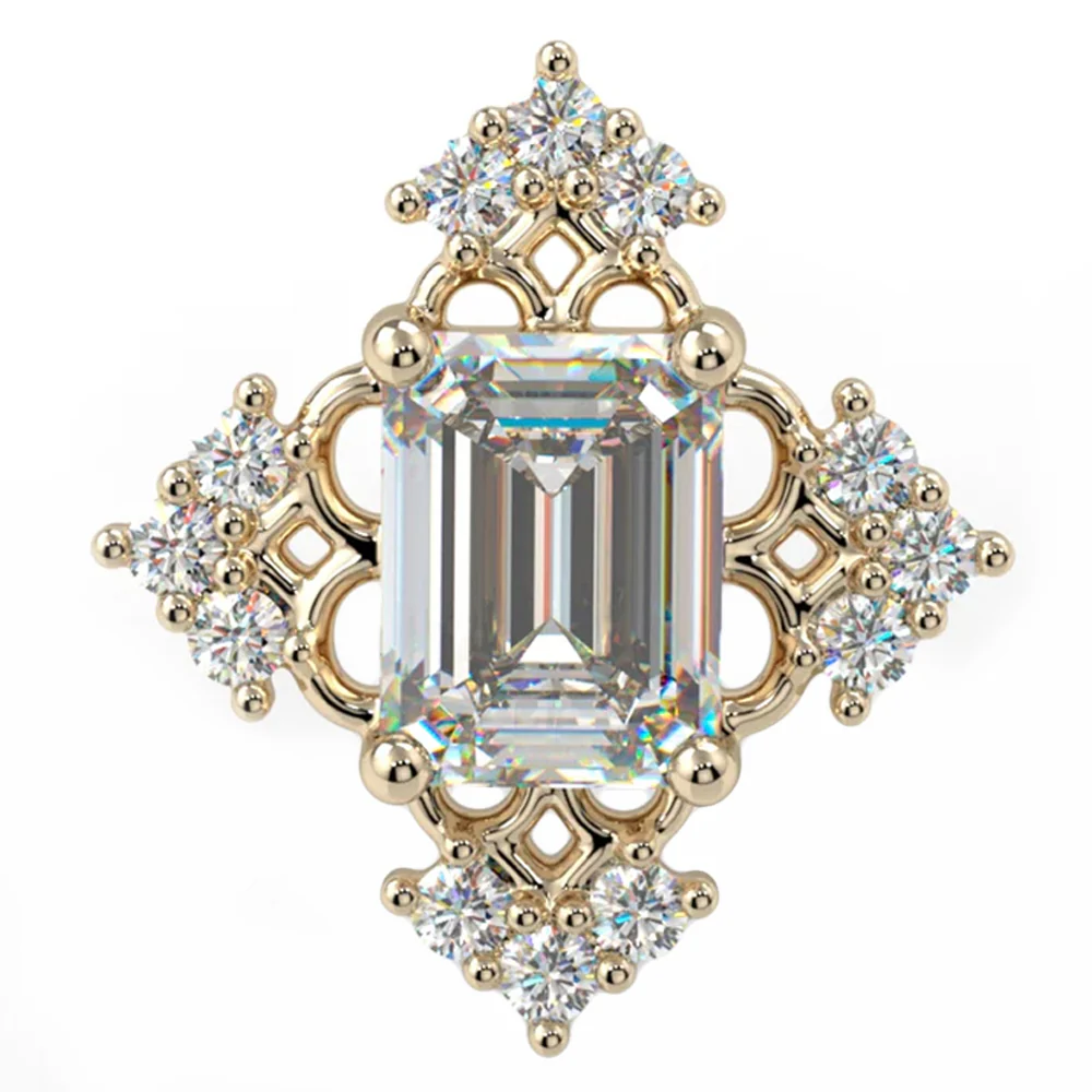 "Emily" Threaded End in Gold & Platinum with CZ's - Image 2