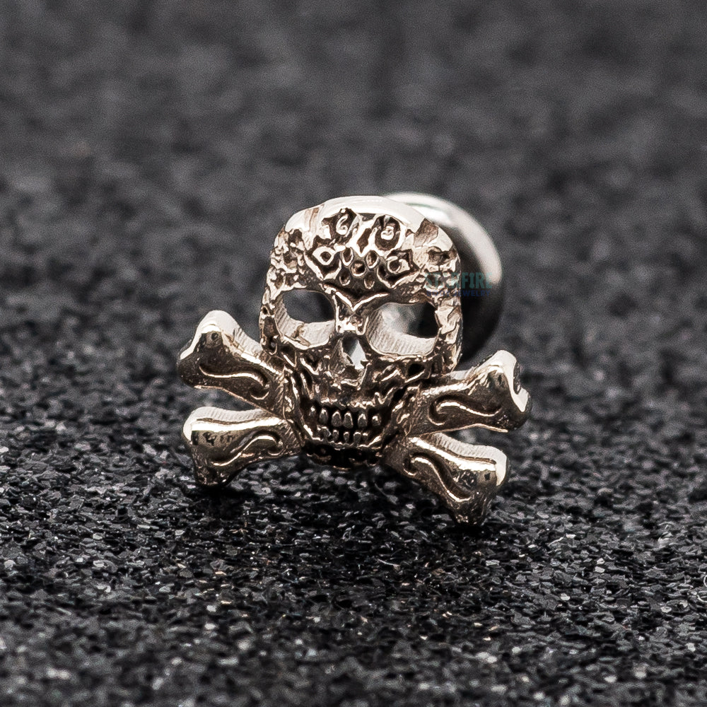 Filigree Skull & Crossbones Threaded End in Gold & Platinum - Image 2