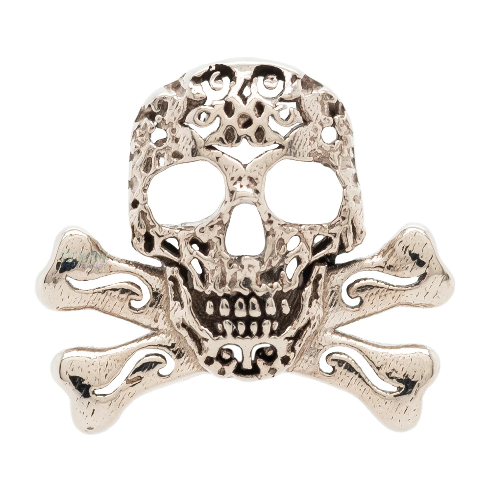 Filigree Skull & Crossbones Threaded End in Gold & Platinum - Image 3