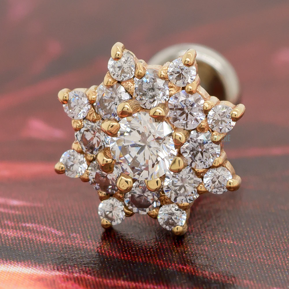 "Gaia" Threaded End in Gold & Platinum with CZ's - Image 2