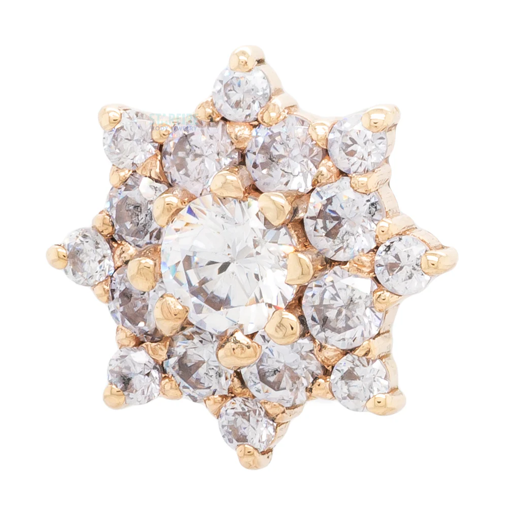 "Gaia" Threaded End in Gold & Platinum with CZ's - Image 3