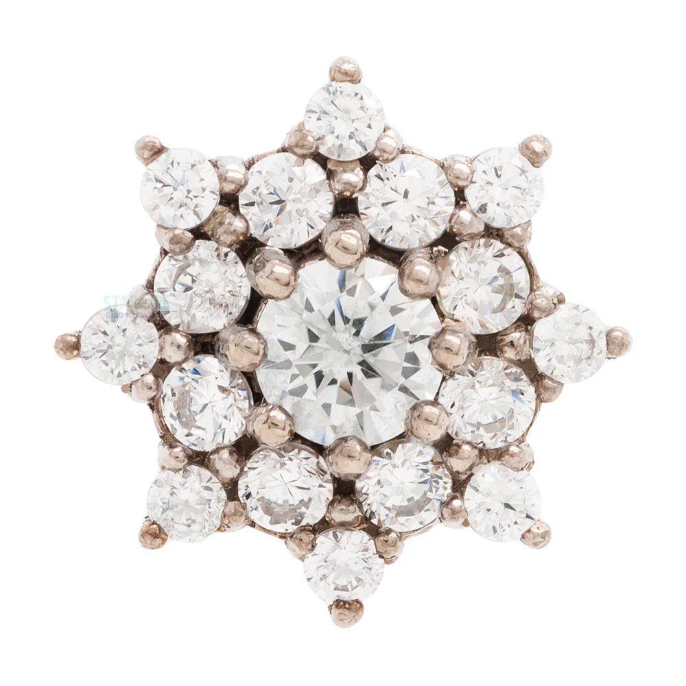 "Gaia" Threaded End in Gold & Platinum with CZ's - Image 5
