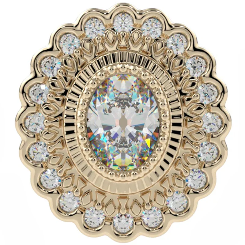 "Isabella" Threaded End in Gold & Platinum with CZ's - Image 2