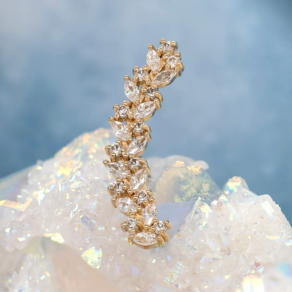 "Ivy Arc" Threaded End in Gold & Platinum with CZ