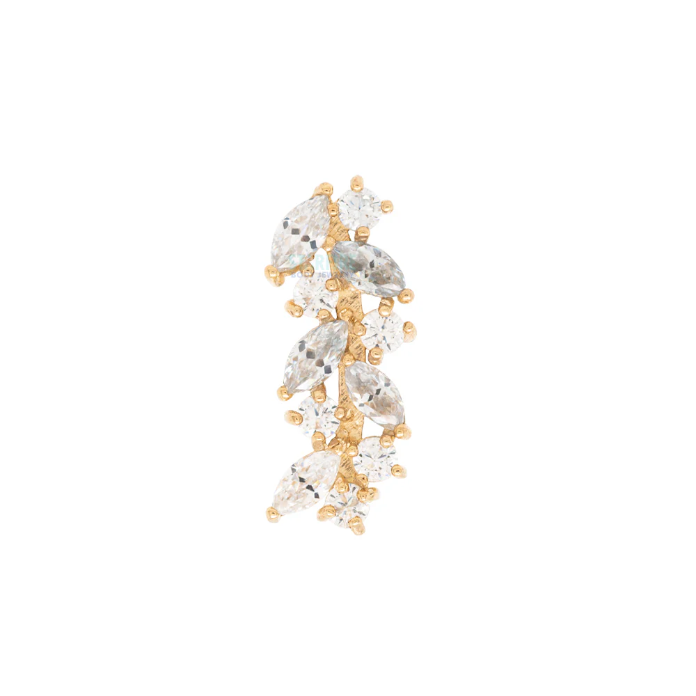 "Ivy Arc" Threaded End in Gold & Platinum with CZ - Image 4