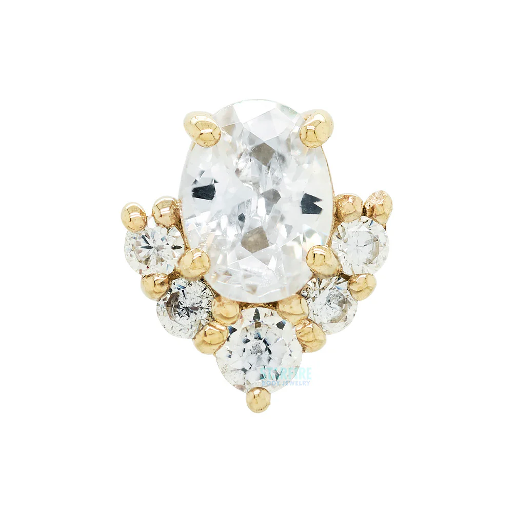 "Lavalier" Threaded End in Gold & Platinum with CZ's - Image 3