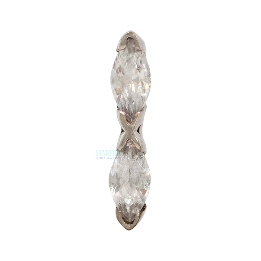 "Marquise Kiss" Threaded End in Gold & Platinum with CZ's - Image 2