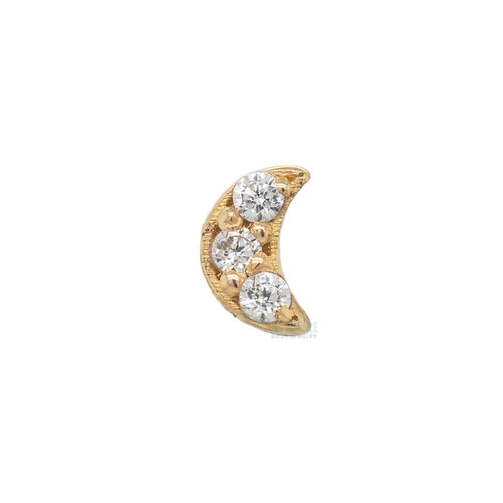 Pave Moon Threaded End in Gold & Platinum with CZ's - Image 2